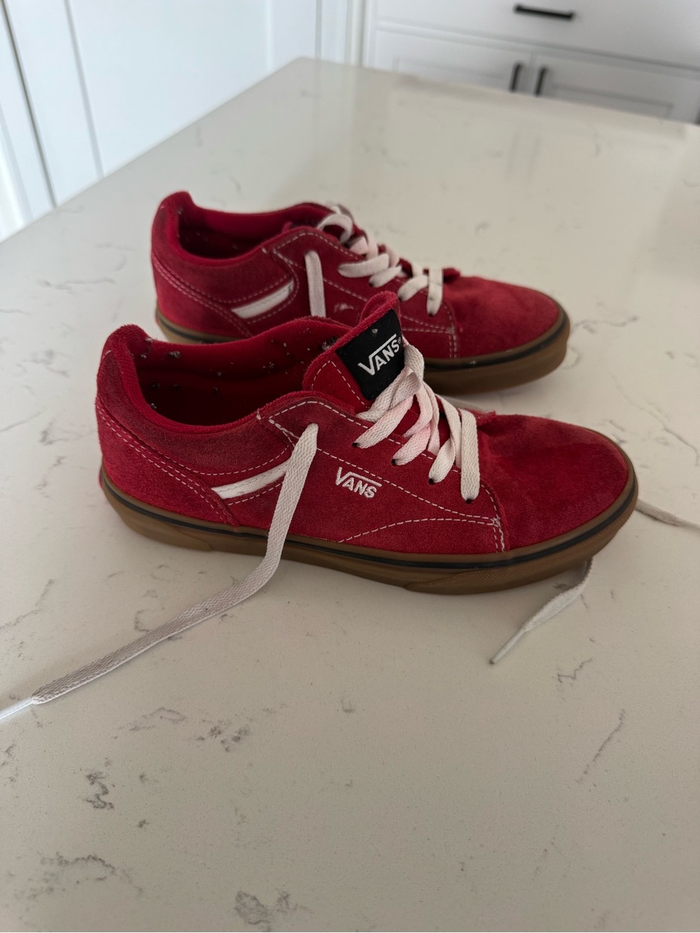 Youth Vans Seldan Lace Up Gum Sidewall Dark Red Skate Shoes 500714 Size 3.5